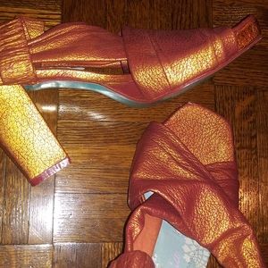 Irregular Choice 90s Baby Clubwear Lamé Strappy Sling Chunky Platform Heel